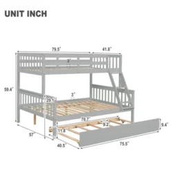 Twin Over Full Bunk Bed With Trundle Bed, Ladder And Safety Rails-ModernLuxe -Child Furniture Shop GUEST 5feb7e9d 788e 4de8 990e 3a9a9530831c