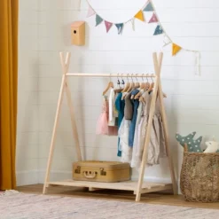 Sweedi Scandinavian Kids' Clothes Rack Natural Wood - South Shore -Child Furniture Shop GUEST 62db56cd 1aae 4090 9958 58eb437645f5