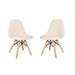 Emma And Oliver Set Of 2 Children's Dorset Faux Shearling Accent Chairs With Beechwood Legs For Bedroom, Play Room And More -Child Furniture Shop GUEST 63238b9f f503 4263 ae24 79e891534d47