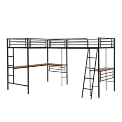 Metal Twin Size Loft Bed With Two Built-in Desks, Black - ModernLuxe -Child Furniture Shop GUEST 6376fb45 a29b 455f bfe0 ace0e90a795d