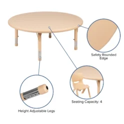 Flash Furniture 45" Round Plastic Height Adjustable Activity Table Set With 4 Chairs -Child Furniture Shop GUEST 6501bf25 79a6 4bb0 8a3f d6c52967223d