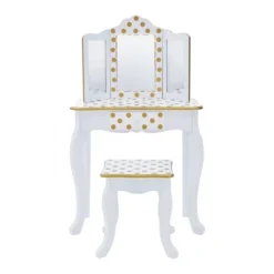 Fashion Polka Dot Gisele Play Vanity Set With Led Mirror White/Gold - Teamson Kids -Child Furniture Shop GUEST 65055718 9fd1 44a2 9e6d 7361695112e8