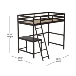 Emma And Oliver Twin Wood Loft Bed Frame With Protective Guardrails And Integrated Desk And Ladder For Use With Any 6-8" Thick Mattress -Child Furniture Shop GUEST 6576511c fdb7 4b5a 9f7f 1d21d1104cfa