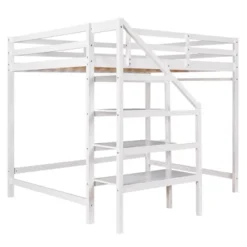 Full Size Loft Bed With Staircase And Safety Guardrails Gray/White-ModernLuxe 23 Full Size Loft Bed With Staircase And Safety Guardrails Gray/White-ModernLuxe -Child Furniture Shop GUEST 672dc6d5 66b0 477b 9385 9d459a8b06e0