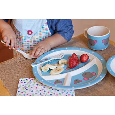 5pc Bamboo Fiber Mouse Dinnerware Set Blue - Red Rover 5 5pc Bamboo Fiber Mouse Dinnerware Set Blue - Red Rover - Image 3