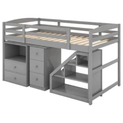 Twin Size Loft Bed With Multifunctional Movable Built-in Desk And Staircase-ModernLuxe -Child Furniture Shop GUEST 6b4ccef3 003a 4f25 974b 7b1e2934f578