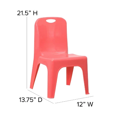 Flash Furniture 4 Pack Plastic Stackable School Chair With Carrying Handle And 11'' Seat Height 5 Flash Furniture 4 Pack Plastic Stackable School Chair With Carrying Handle And 11'' Seat Height - Image 3