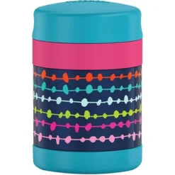 Thermos 10 Oz. Kid's Funtainer Stainless Steel Food Jar W/ Spoon - Lines & Dots