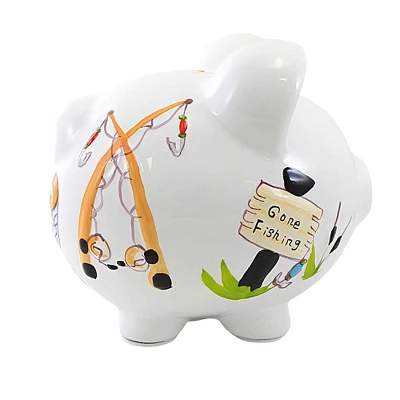 Bank Gone Fishing Pig Bank - One Bank 7.75 Inches - Net Rod Reel Save - 36870 - Ceramic - Multicolored 3 Bank Gone Fishing Pig Bank - One Bank 7.75 Inches - Net Rod Reel Save - 36870 - Ceramic - Multicolored
