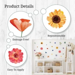 Watercolor Wildflowers Wall Decor - Decalcomania -Child Furniture Shop GUEST 7190a0a9 df23 4cd2 8180 1b6eb43a75cf