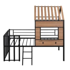 Metal Twin Size Loft Bed With Roof, Windows, Railing And Ladder - ModernLuxe -Child Furniture Shop GUEST 733f9e64 d522 4d2b af19 7d5d00001745