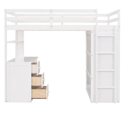 Twin Size Loft Bed With Drawers, Desk And Wardrobe-ModernLuxe 8 Twin Size Loft Bed With Drawers, Desk And Wardrobe-ModernLuxe - Image 6