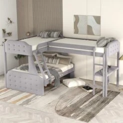 L-Shaped Twin Over Full Bunk Bed And Twin Loft Bed With Desk-ModernLuxe 17 L-Shaped Twin Over Full Bunk Bed And Twin Loft Bed With Desk-ModernLuxe -Child Furniture Shop GUEST 76873afd a4d7 4b0d ae64 fe6afee58361