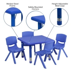 Flash Furniture 24" Square Plastic Height Adjustable Activity Table Set With 4 Chairs -Child Furniture Shop GUEST 78b735e5 7ca6 4b98 8b3a e9034649b81c 1