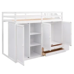 Functional Twin Loft Bed With 3 Shelves, 2 Wardrobes, 2 Drawers And Ladder With Storage-ModernLuxe 16 Functional Twin Loft Bed With 3 Shelves, 2 Wardrobes, 2 Drawers And Ladder With Storage-ModernLuxe -Child Furniture Shop GUEST 791f6f0c 8d94 4c6e 8fd9 fdbb7020b90a