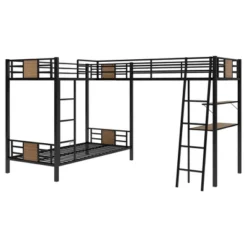 L-Shaped Twin Over Twin Bunk Bed With Twin Size Loft Bed With Desk And Shelf , Brown - ModernLuxe 14 L-Shaped Twin Over Twin Bunk Bed With Twin Size Loft Bed With Desk And Shelf , Brown - ModernLuxe -Child Furniture Shop GUEST 7c38de7f 94d2 4279 a48e b608e26b3610