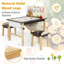 Costway Kids Art Table & Chairs Set Wooden Drawing Desk With Paper Roll Storage Shelf Bins -Child Furniture Shop GUEST 7c951044 ed56 4cd8 8798 beab90c68923