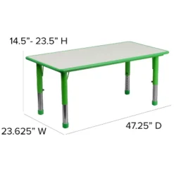 Flash Furniture 23.625"W X 47.25"L Rectangular Plastic Height Adjustable Activity Table Set With 4 Chairs 15 Flash Furniture 23.625"W X 47.25"L Rectangular Plastic Height Adjustable Activity Table Set With 4 Chairs -Child Furniture Shop GUEST 7f03cee7 01ce 4635 869e 76391fc11395