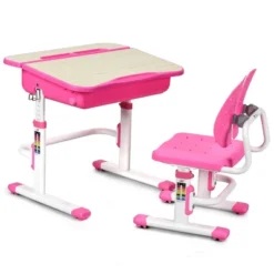 Costway Adjustable Children Study Desk Chair Set W/Winged Backrest Pink 18 Costway Adjustable Children Study Desk Chair Set W/Winged Backrest Pink -Child Furniture Shop GUEST 80cbb9c5 3402 418c 8dda 321acb30626f
