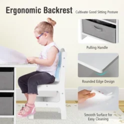 Babyjoy Kids Art Play Wood Table And 2 Chairs Set W/ Storage Baskets Puzzle -Child Furniture Shop GUEST 82b00bbf cbbb 4617 8057 a38810842849