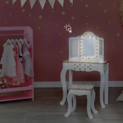 Fashion Polka Dot Gisele Play Vanity Set With Led Mirror White/Gold - Teamson Kids -Child Furniture Shop GUEST 85e7e27c 5fdc 408c 95a8 c8852e0daf48