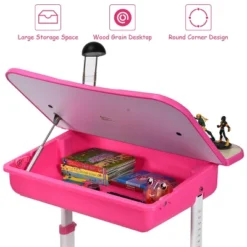 Costway Adjustable Children Study Desk Chair Set W/Winged Backrest Pink 13 Costway Adjustable Children Study Desk Chair Set W/Winged Backrest Pink -Child Furniture Shop GUEST 88c8b3d2 c5c1 4427 9ae1 f17aa08aa3d4