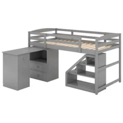Twin Size Loft Bed With Multifunctional Movable Built-in Desk And Staircase-ModernLuxe -Child Furniture Shop GUEST 8b71f495 5265 405b 84f2 19346647cf69