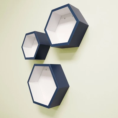 8" X 10" X 12" Set Of 3 Hexagon Shelves For Kids' Room - InPlace 4 8" X 10" X 12" Set Of 3 Hexagon Shelves For Kids' Room - InPlace - Image 2