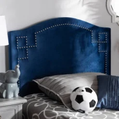 Twin Aubrey Velvet Headboard Blue - Baxton Studio -Child Furniture Shop GUEST 90f51a28 dda2 4c01 8e9b 427a28b60be9
