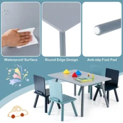 Costway 5 Piece Kids Wooden Activity Table And 4 Chairs Play Set Gift W/ Building Blocks -Child Furniture Shop GUEST 92965e80 78a5 4875 98f1 aef5d68c40f5