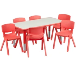 Flash Furniture 23.625"W X 47.25"L Rectangular Plastic Height Adjustable Activity Table Set With 6 Chairs -Child Furniture Shop GUEST 92fa9ab8 7714 443f ad9a 86cda7375bca