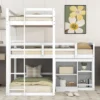 Twin Size L-shaped Wood Triple Bunk Bed With Storage Cabinet, Ladder And Blackboard-ModernLuxe -Child Furniture Shop GUEST 932c522c 03b1 4431 9459 e373b00a829e