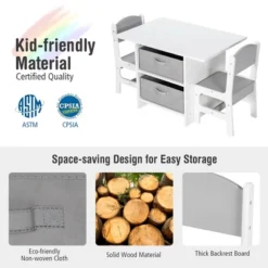 Babyjoy Kids Art Play Wood Table And 2 Chairs Set W/ Storage Baskets Puzzle -Child Furniture Shop GUEST 95df00e3 7cd4 48d8 83cf 76ad21bc90b9