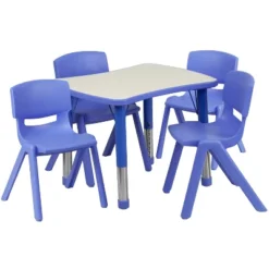 Flash Furniture 21.875"W X 26.625"L Rectangular Plastic Height Adjustable Activity Table Set With 4 Chairs -Child Furniture Shop GUEST 977d3e92 e808 44ad 97a5 2c9e3cab0255