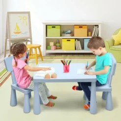Costway Kids Table & 2 Chairs Set Toddler Activity Play Dining Study Desk Baby Gift