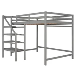 Full Size Loft Bed With Staircase And Safety Guardrails Gray/White-ModernLuxe 25 Full Size Loft Bed With Staircase And Safety Guardrails Gray/White-ModernLuxe -Child Furniture Shop GUEST 9ebed37e 5216 4707 9a5b 7ae0442ff844