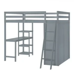 Full/ Twin Size Loft Bed With Wardrobe, Desk And Shelves-ModernLuxe 16 Full/ Twin Size Loft Bed With Wardrobe, Desk And Shelves-ModernLuxe -Child Furniture Shop GUEST a401cd50 af14 4496 9671 259138086d9f