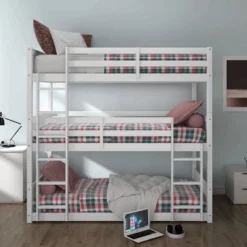 Twin Capri Wood Triple Bunk Bed White - Hillsdale Furniture -Child Furniture Shop GUEST a47cef0e eda5 42dc b62e f1cb7286bbdf