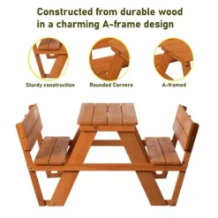 Gardenised Wooden Kids Picnic Table Bench With Backrest, Outdoor Children's Backyard Table, Crafting, Dining, And Playtime Patio Table 13 Gardenised Wooden Kids Picnic Table Bench With Backrest, Outdoor Children's Backyard Table, Crafting, Dining, And Playtime Patio Table -Child Furniture Shop GUEST a49c135f a6cc 481e 83db c4076d456c25