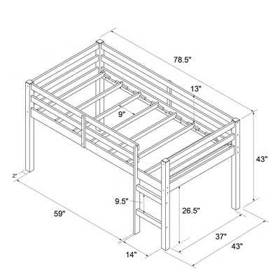 Twin Ashanti Wood Loft Bed - Room & Joy 7 Twin Ashanti Wood Loft Bed - Room & Joy - Image 5