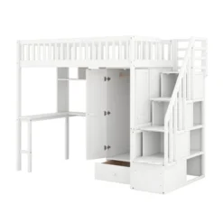Twin Size Loft Bed With Shelf, Drawers, Desk And Wardrobe - ModernLuxe 17 Twin Size Loft Bed With Shelf, Drawers, Desk And Wardrobe - ModernLuxe -Child Furniture Shop GUEST a7b7dae5 438b 406c 883b 245f00a4be46
