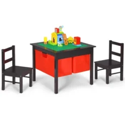 Costway 2-in-1 Kids Activity Table & 2 Chairs Set W/Storage Building Block Table -Child Furniture Shop GUEST acb60129 586a 4f17 8060 0711ae44014b