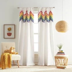 2pk Rainbow Tufted Striped Poletop Curtains - Dream Factory -Child Furniture Shop GUEST ace91d7f fde8 4e46 85e1 294922e0103e
