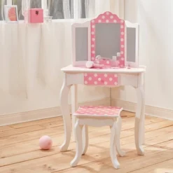 Polka Dot Fashion Prints Vanity Table & Stool Set Pink - Teamson Kids 10 Polka Dot Fashion Prints Vanity Table & Stool Set Pink - Teamson Kids -Child Furniture Shop GUEST afbc47d2 659a 4895 87a5 2a06a408b8d1