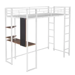Twin Metal Loft Bed With 2 Shelves And Desk - ModernLuxe -Child Furniture Shop GUEST b08a08f1 8494 4248 9d96 bb3b61f867bb