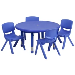 Flash Furniture 33" Round Plastic Height Adjustable Activity Table Set With 4 Chairs -Child Furniture Shop GUEST b4bff596 55e6 4b65 a3a1 9e18f9bf47f5