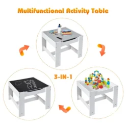 Costway Kids Table Chairs Set With Storage Boxes Blackboard Whiteboard Drawing GreyNature -Child Furniture Shop GUEST b5538307 d289 432b 979e 1eff09a62cb2