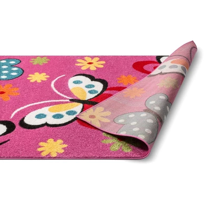 Well Woven Modern Daisy Butterflies Bright Kids Room Carpet Soft Durable Pink Area Rug 5 Well Woven Modern Daisy Butterflies Bright Kids Room Carpet Soft Durable Pink Area Rug - Image 3