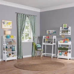 Kids' Desk With Ladder Shelf Storage And 2 Bonus Magnetic Art Display Bars White - RiverRidge Home -Child Furniture Shop GUEST bc38fba0 9bbb 4d61 8f14 6b06cb63928e 1