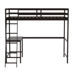 Emma And Oliver Twin Wood Loft Bed Frame With Protective Guardrails And Integrated Desk And Ladder For Use With Any 6-8" Thick Mattress -Child Furniture Shop GUEST bcc6a701 4e1e 4dee bc00 98d84ae71c17
